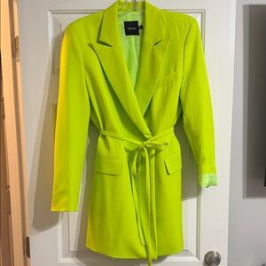 Nasty Gal Neon green Belted Blazer dress